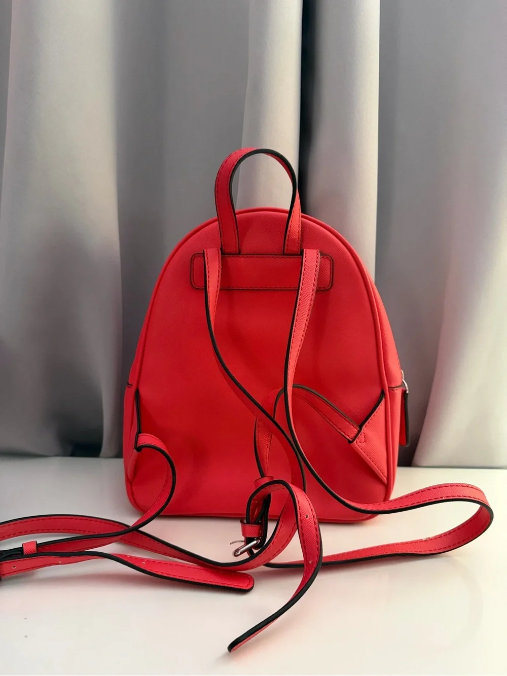 GUESS Los Angeles Red Mini Backpack with Front Zip Pocket
